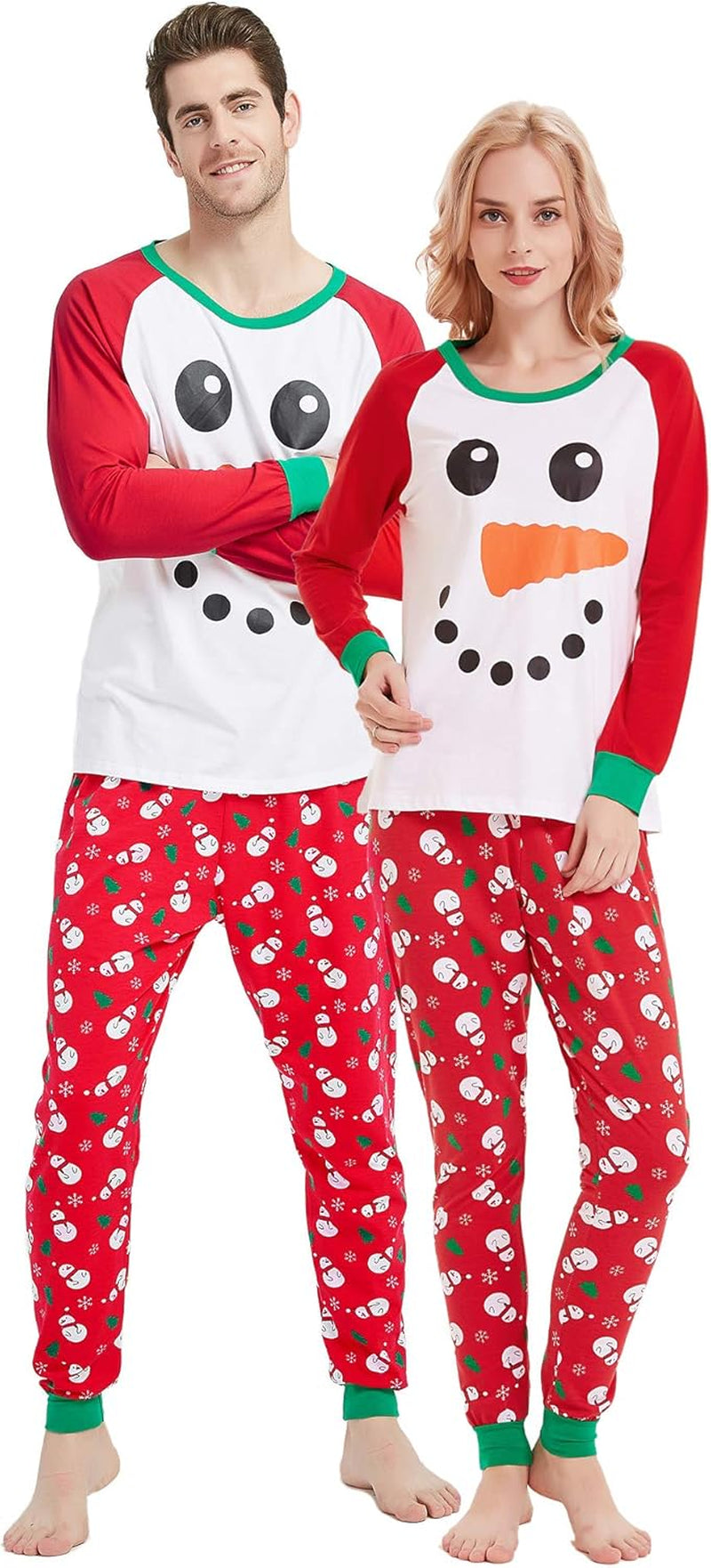 Matching Family Pajamas White Snowman Cotton Holiday Nightwear Christmas Jammies Clothes Household Sleepwear Pjs 4T